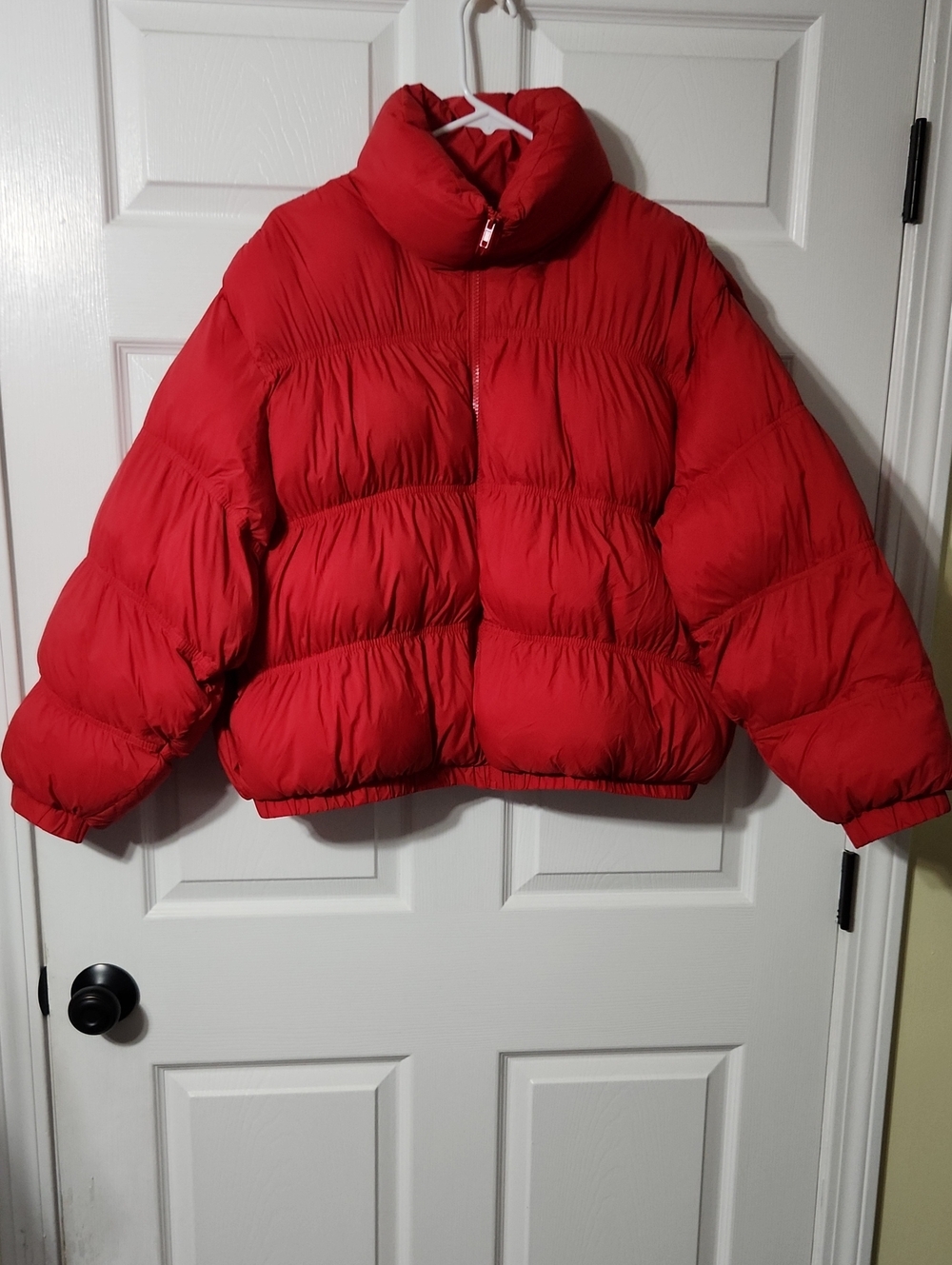 wild fable Dark Red Cropped Puffer Jacket, Size XL